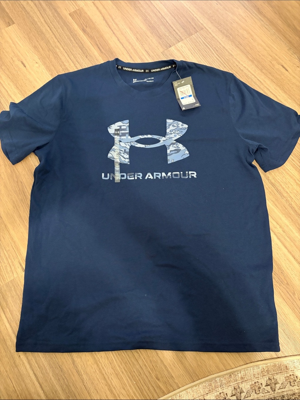 Under Armour Navy Short Sleeve Tee with Blue Camo Logo
